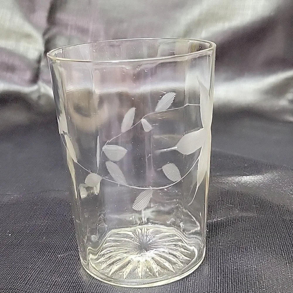 ‎MCM etched Fostoria crystal tumblers, bundle of 5.